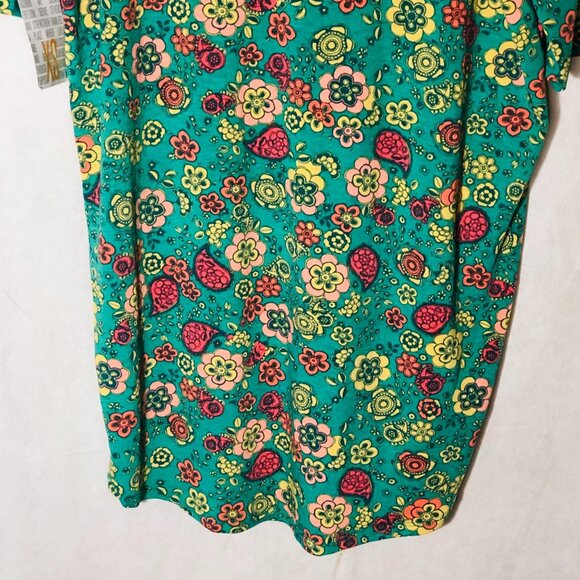 LuLaRoe Irma tunic short sleeve paisley pattern green & pink size xs READ new - Picture 10 of 10